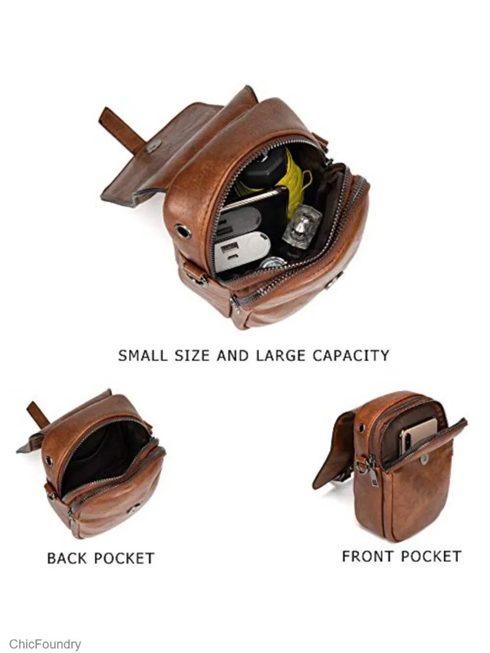 Small Crossbody Phone Bag in PU Leather with Adjustable Strap